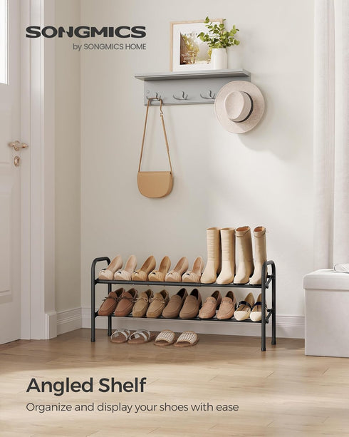 2 15 Closet, SONGMICS Expandable Shoe Rack, Tier Shoe Rack Shelf, Adjustable Shoe Organizer Storage for Pairs of Shoes