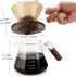 Pour Over Coffee Maker, 20 oz Borosilicate Glass Set with 100 pcs V60 Paper Filter, Walnut Collar