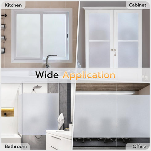 LUTE Frosted Glass Window Film, Static Cling Removable Heat Control Coverings for Bathroom, 17.5" x 78.7" (Pure)