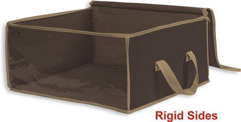 Simple Houseware 3 Pack Foldable Closet Organizer Clothing Storage Box with Clear Window, Brown