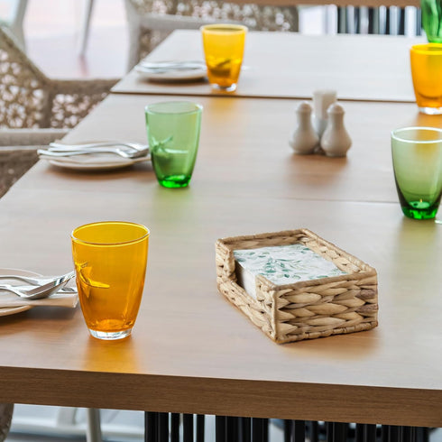 ZMZKKLL Napkin Holder for Bathroom, Woven Wicker Water Hyacinth Guest Towel Holder Tray, Disposable Paper Hand Towel