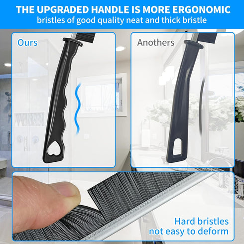 4TH Multi-Purpose Hard Bristle Cleaning Brush - Deep Reach Gap Tool for Household Use, 4 Pcs in Black