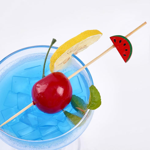 PuTwo Cocktail Picks, Handmade Bamboo Toothpicks, 100pcs 4.7” in Watermelon Decor