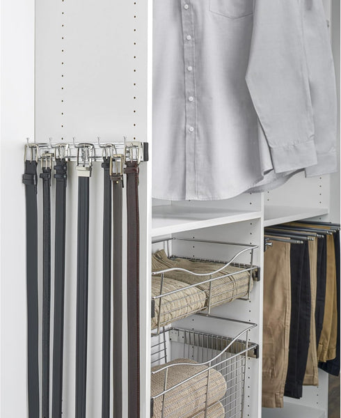 Rev-A-Shelf 14" Pull Out Closet Organization Rack for Belts, Ties, Scarves, Accessories Storage Hanger, Chrome, BRC-14CR