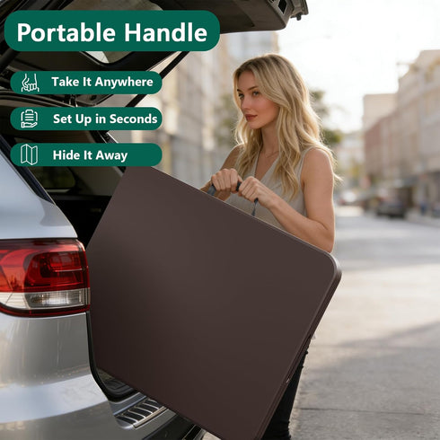 6ft Folding Table, Foldable Picnic Table Portable Table for Indoor Outdoor Use Heavy Duty Plastic Table Camping Table