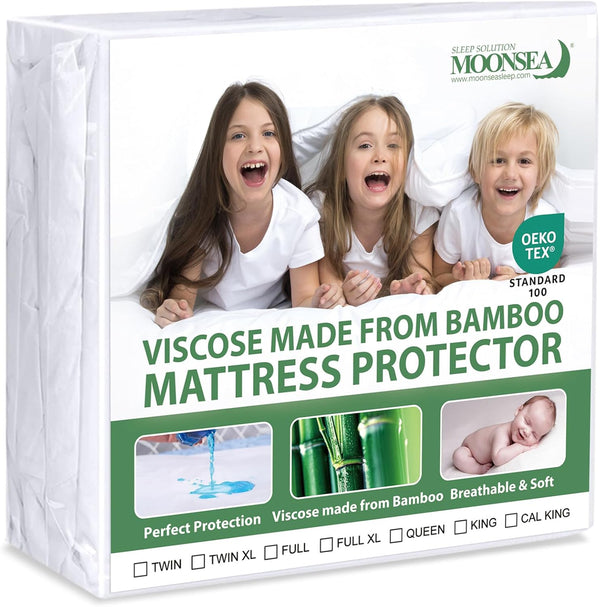 Twin XL Waterproof Mattress Protector, Viscose Bamboo Cooling Jersey Pad, Skin Friendly with 14" Deep Pocket