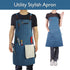 Handmade Work Apron, Cotton Canvas with Multiple Pockets, Adjustable Cross Back for BBQ, Cafe, Kitchen, Painting