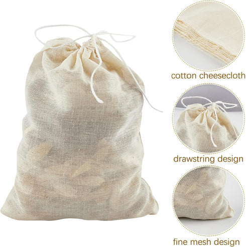 TUZAZO 24 Pack Reusable Tea Bags, Drawstring Muslin Bags, Spice Bags, Cheesecloth Bags for Cooking, 4 x 6 inch