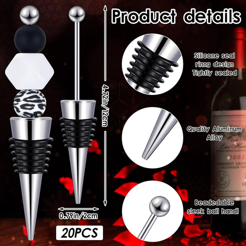 20 16 2 Countertop, 9.45''L 4.72''H 3.94''W Menkxi Pcs Beadable Wine Bottle Stoppers and Slot Clear Acrylic Tier Riser