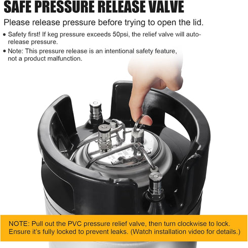 FERRODAY Carbonation Keg Lid for Corny Keg - Stainless Steel 304 with 20" Tube Diffusion Stone