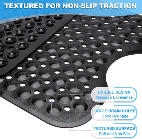 40x16 Inch Linoows Bathtub and Shower Mats, Extra Large Non Slip Soft Bath Tub Mat with Suction Cups and Drain Holes