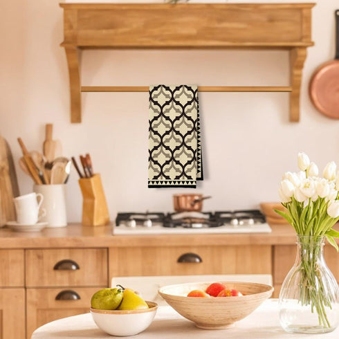 ArtisaEura 16x24 Inches Beige and Brown Moroccan Kitchen Towels, Boho Abstract Dish Tea Towels for Kitchen Decor, Retro