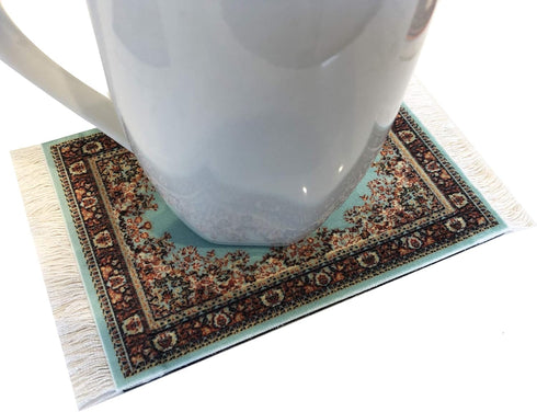 Carpet Coasters, Set of 4, Turkish Rug Style Table Drink Mats, Absorbent Kitchen and Dining Accessories