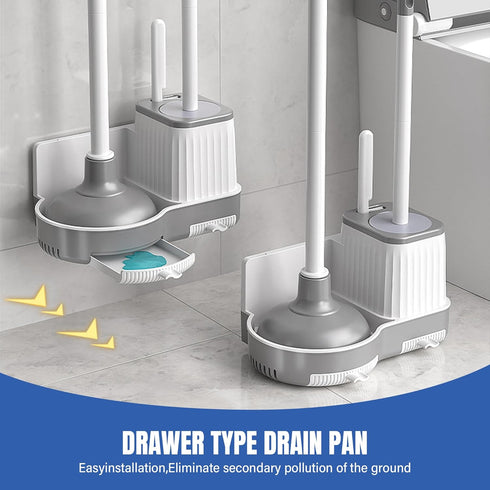2 Pack Set Toilet Brush and Holder with Plunger, Crevice Cleaning Brush for Deep Cleaning, Space Saving Storage