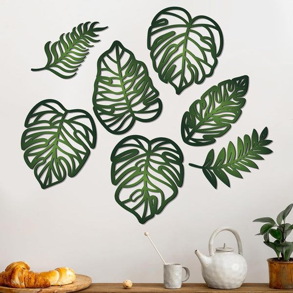 Namalu 7 Pcs Tropical Wall Decor Jungle Monstera Wall Art Boho Palm