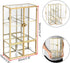 ELLDOO Clear Glass Storage Box with 2 Drawers, Gold Mirrored Jewelry Makeup Display Organizer Case
