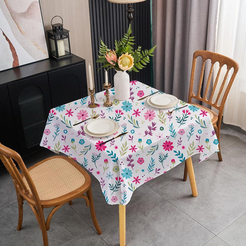 Small Square Spring Tablecloth 36 inch Floral Table Cloth for 2-4 Seats
