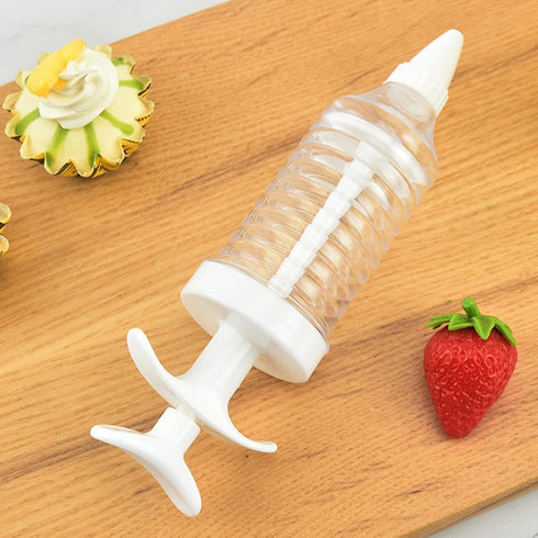 1Pc White Pipe Nozzles with Syringe, 8pcs Plastic Cream Baking Piping Nozzle Dispenser for Decorating