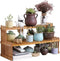 GURECOD 10.8" 2 Tiers Bamboo Plant Stand Shelf,Desk Flower Pot Holder,Adjustable Desktop Shelf