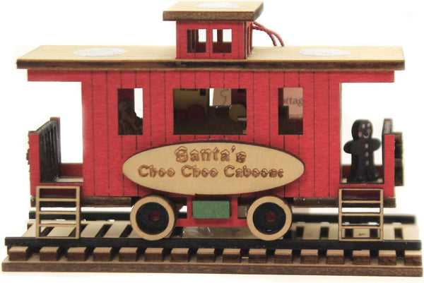 Ginger Cottages Santa’s Choo Choo Caboose Illuminated Ornaments for Christmas Tree