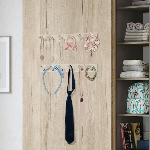 MaxGear Acrylic Necklace Holder 2 Pack, Wall Mounted Jewelry Organizer for Necklaces, Bracelets, Rings, and Bangles