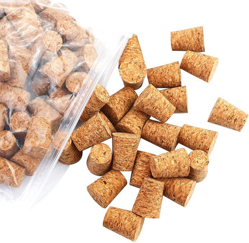 100 Pieces #7 Tapered Cork Plugs, Premium Blank Wine Stoppers Replacement Corks, 0.8 x 0.6 x 1 Inch