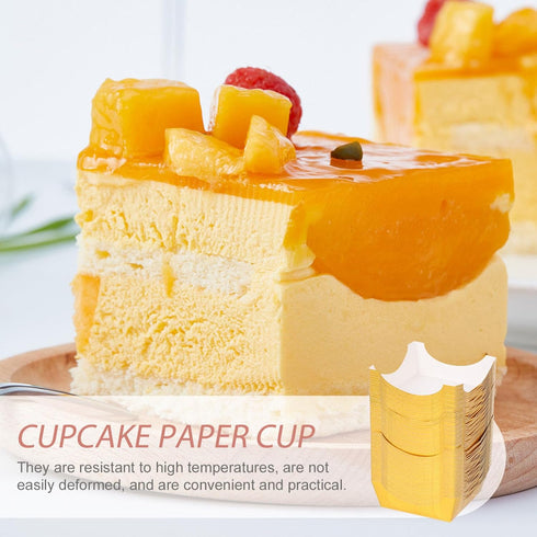 BESTonZON 100pcs Paper Baking Cups, Disposable Mousse Cake Cups for Christmas Party Wedding