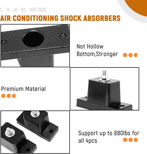 Mini Split Wall Mounting Bracket 4 Pack, Rubber Vibration Isolator for Air Conditioner, Shock Absorbing Pads