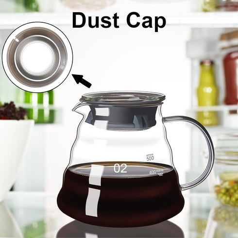 Pour Over Coffee Maker Set, 20 OZ Borosilicate Glass Carafe with 50 pcs V60 Paper Filter for Home