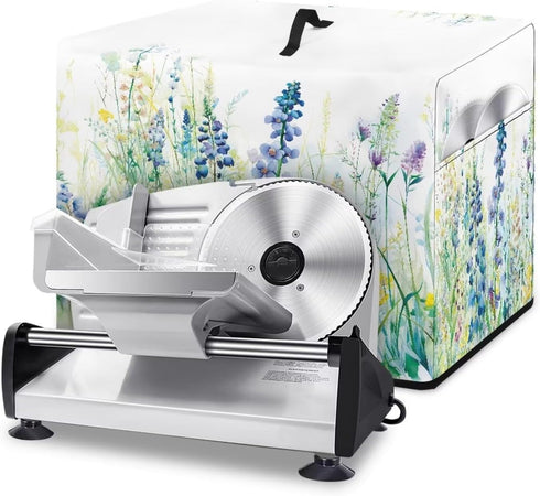 Kitchen Appliance Cover for Food Sicer, Meat Slicer, Deli Slicer, Dust-Proof Washeble Easy Cleaning Electric Appliance Protective Cover with Side Pocket, Blue Green Floral by NETILGEN