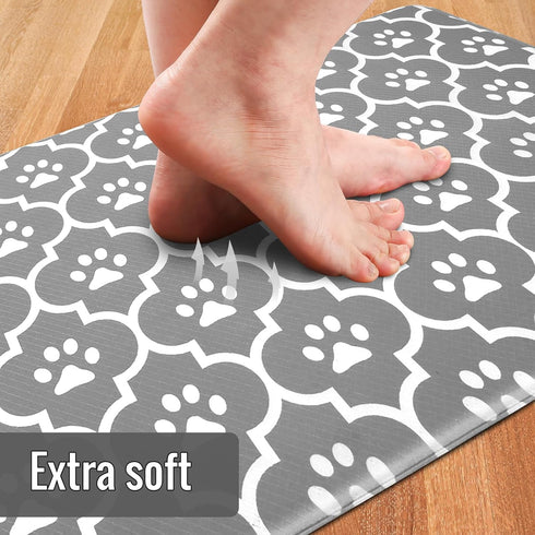 Grey Kitchen Mat Cushioned Anti-Fatigue: Waterproof Non-Skid Heavy Duty Comfort Standing Mat for Kitchen Home Office