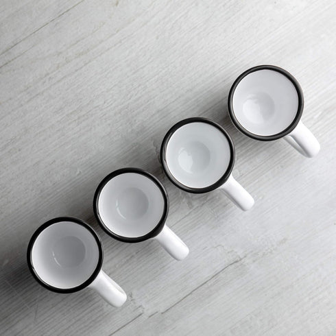 City to Cottage Ceramic Espresso Cups Set of 4 - Handcrafted White and Black Polka Dot Demitasse Mugs