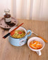 WHJY Cute Ramen Bowl Set, 35 oz Kitty Ramen Cooker with Lid, Microwavable Instant Ramen Noodles Soup Cups, Grey