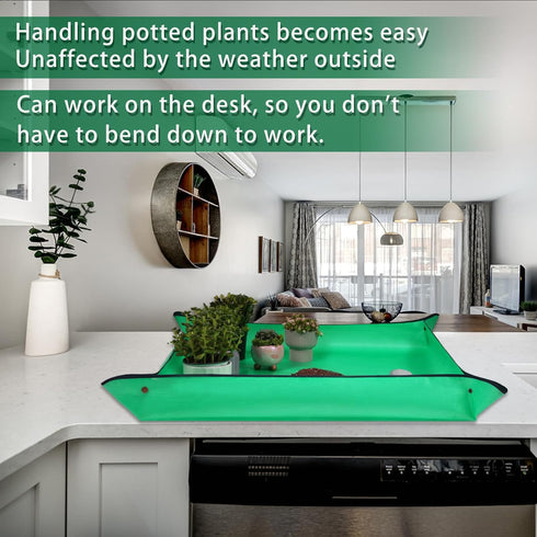 WondMall 26.8" 26.8" x Plant Repotting Mat Waterproof Transplanting Mat Indoor Succulent Potting Mat Portable Gardening