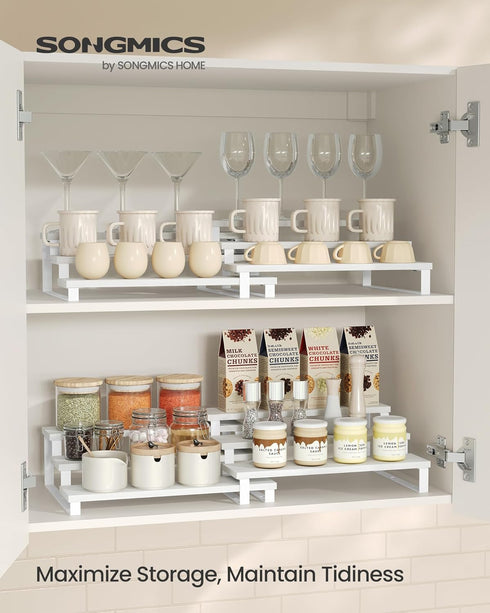 Set 2 3-Tier UKCS116W01 SONGMICS Display Risers, of Engineered Wood Perfume Organizer Stand, Cupcake Stand Holder