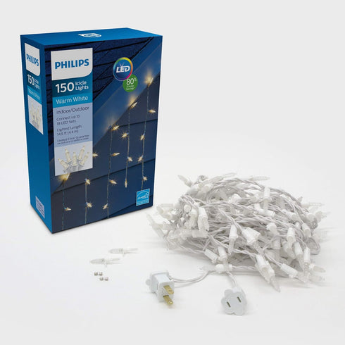 150 Philips LED Warm White Faceted Mini Icicle Lights
