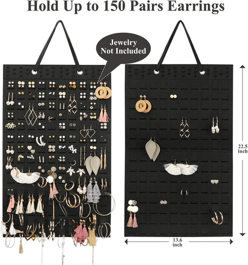 Hanging Earrings Organizer, Earring Holder & 20 Hooks, Holds Up To 300 Pairs, Compact Design, Soft Material, Earring Hanger Earring Display Hanging Organizer for Women Girls -1 Pack by Resovo