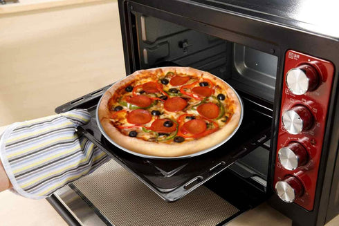 TeamFar 10 Inch Pizza Pan - Stainless Steel Pizza Tray for Oven Baking, Set of 2, Non Toxic & Dishwasher Safe