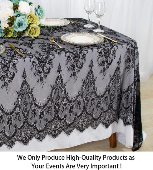 ShinyBeauty Lace Tablecloth Rectangle - 60''x120'' Black Lace Party Tablecloth, Rustic Floral Lace Table Cover