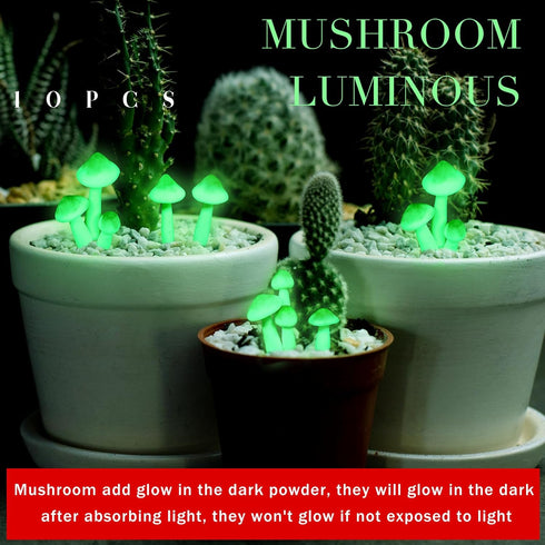 10 Taiyin Pcs Luminous Mushroom Miniature Garden Mushrooms Outdoor Decor Waterproof Glow in The Dark Yard Decor