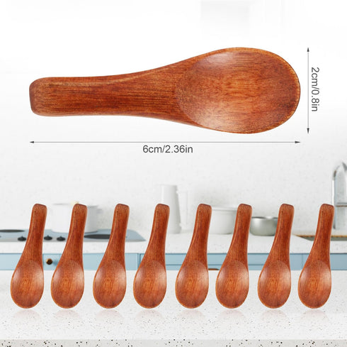 NQEUEPN 8 2.36in Pcs Handmade Tiny Wooden Spoons, Small Spoons for Spices Mini Wooden Spoons for Sauces Sugar Salt Dips