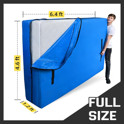 Mattress Bag for Moving & Storage of Full Size, Heavy Duty Mattress Cover for Moving with 12 Handles and Dual Zippers