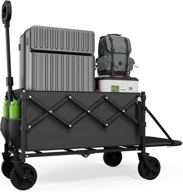 Small Collapsible Wagon with Tailgate, Wagons Carts Foldable with 350lbs Capacity, Lightweight