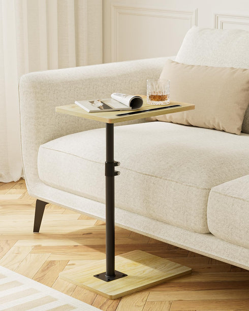 360 Masupu Sofa Arm Tray Table - Swivel Height Adjustable End Table, Small Snack Side Table for Couch, C Shaped Table