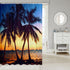 Ocean Beach Shower Curtain 72x84, Tropical Palm Tree Bath Curtain with 12 Pack Hooks, Hawaiian Sunset Decor