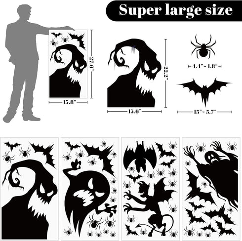 Large Halloween Window Clings Stickers - Halloween Decorations for Windows Glass Walls