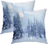 Batmerry Set of 2 Winter Pillow Covers 18x18 Inch, Majestic Mountains in Magical Snow, Double Sided