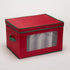 Household Essentials 540RED Holiday China Storage Chest with Lid and Handles, Red Canvas