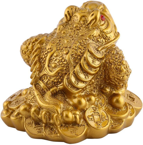 Hilitand Money Frog Toad Decoration, Chinese Feng Shui Wealth Lucky Money Frog Statue for Home Office Decoration