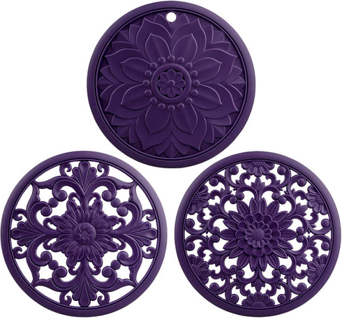 Smithcraft Silicone Trivets for Hot Pots and Pans - Multi-use Heat Resistant Mat for Kitchen Countertop, Set of 3